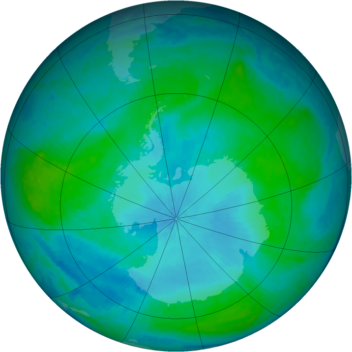 Antarctic ozone map for 03 February 2004